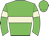 Green body, beige hoop, green arms, beige armlets, green cap