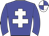 Big-blue body, white cross of lorraine, big-blue arms, white cap, big-blue quartered