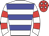 White body, blue hooped, white arms, red hooped, red cap, white stars