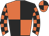 Orange body, black quartered, orange arms, black checked, orange cap, black quartered