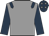 Grey, dark blue epaulettes and sleeves, dark blue cap, grey stars