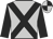Silver, black crossed sashes and sleeves, quartered cap