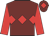 Bright yellow, red band of diamonds, red sleeves, bright yellow cap, red diamond