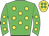 Lime green, yellow spots, yellow cap, lime green spots