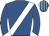 Royal blue, white sash, royal blue and light blue striped cap