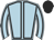 light blue, black seams, black cap