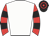 white, red sleeves, black hoops, black cap, red hoops