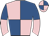 pink and royal blue quartered, royal blue and pink halved sleeves
