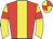 Red, yellow stripe, red armlets on yellow sleeves, quartered cap