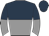 Dark Blue and Grey halved horizontally, Dark Blue and grey halved sleeves, dark blue cap