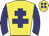 yellow, navy cross of lorraine, navy sleeves, yellow cap, navy spots