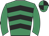 Emerald green, black chevrons, emerald green sleeves, quartered cap