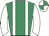 Emerald Green, white braces, white sleeves, quartered cap