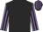 Black, mauve and black striped sleeves, black and mauve striped cap