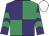 Purple and emerald green (quartered), chevrons on sleeves, white cap