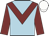 Light blue, maroon chevron and sleeves, white cap