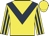 Yellow, dark blue chevron, striped sleeves