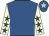 Royal blue, beige sleeves, dark green stars, royal blue cap, light blue star