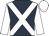 Dark blue, white cross belts, sleeves and cap