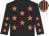 Black, orange stars, orange and black striped cap