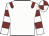 White, maroon epaulets, hooped sleeves, quartered cap