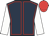 Dark blue, red seams, white sleeves, red cap