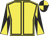 Yellow, black seams, black and yellow diabolo on sleeves, quartered cap