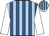 Light blue and royal blue stripes, white sleeves