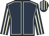 Dark blue, beige seams, striped sleeves and cap