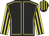 Black, yellow seams, yellow and black striped sleeves, black and yellow striped cap
