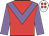 Red, mauve chevron and sleeves, white cap, red spots