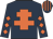 Dark blue, orange cross of lorraine, diamonds on sleeves, striped cap