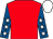 Red, royal blue sleeves, white stars, white cap