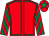 Red, emerald green seams, striped sleeves and star on cap