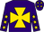 Purple, gold maltese cross, purple sleeves, gold stars, purple cap, gold stars