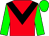 Red, black chevron, green sleeves and cap