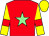 Red, light green star, yellow sleeves, red armlets, yellow cap