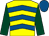Yellow & royal blue chevrons, dark green sleeves, royal blue cap