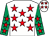 White, red stars, emerald green sleeves, red stars, white cap, red stars