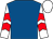 Royal blue, white and red chevrons on sleeves, white cap