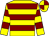 yellow and maroon hoops, quartered cap