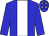 Blue body, white stripe, blue arms, blue cap, white stars