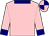 Pink, navy blue collar and cuffs, quartered cap