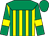 yellow, emerald green stripes, emerald green yoke, emerald green sleeves, yellow armlets, emerald green cap