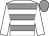 white, grey hoops, white sleeves, grey cap, white spot
