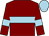 Maroon, light blue hoop, armlets and cap