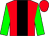 Red body, black stripe, green arms, red cap