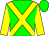 green, yellow cross sashes, yellow sleeves, green cap
