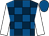 Dark blue and royal blue check, white sleeves, royal blue cap