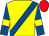 YELLOW, ROYAL BLUE sash, ROYAL BLUE sleeves, YELLOW armlets, RED cap